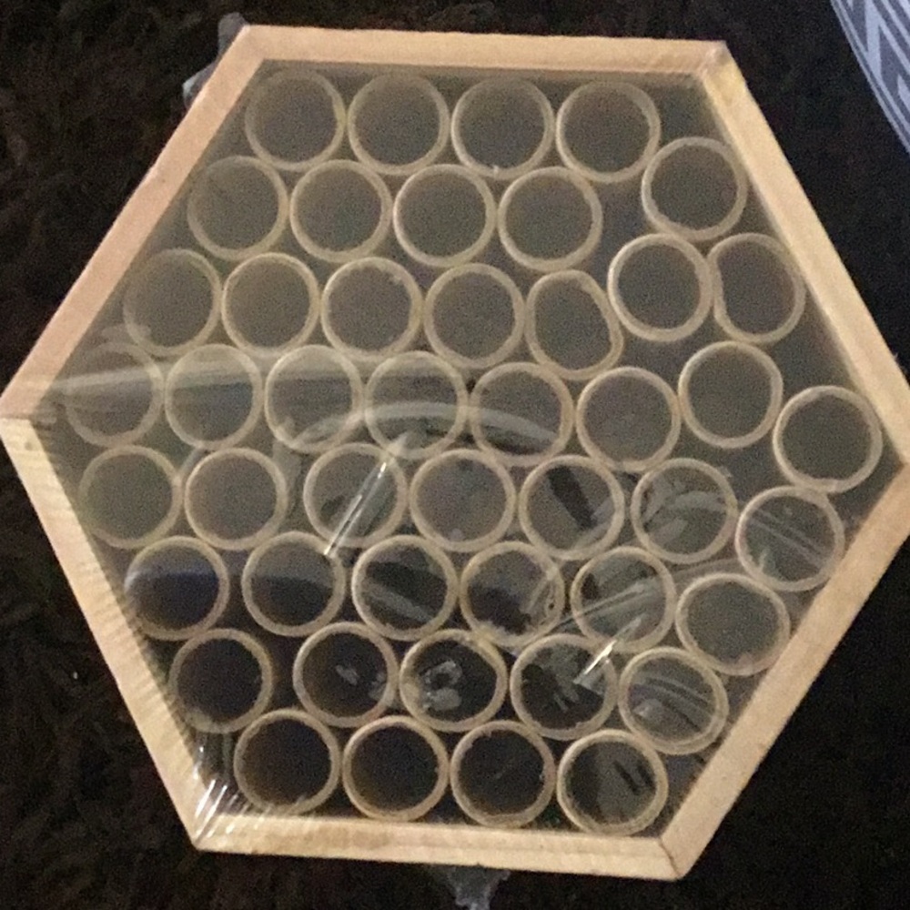 2x Bee / Bug Hotel ~ wooden hexagon, hang them in garden ~ NEW